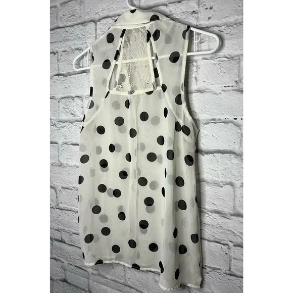 Y2K Charlotte Russe polka dot sheer button up blouse size M. - Picture 4 of 5